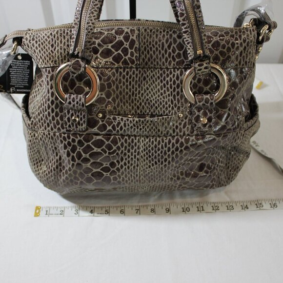 b. Makowsky Womens Margot Shopper Tote Truffle Snakeskin Leather Bag NWT - Picture 7 of 12